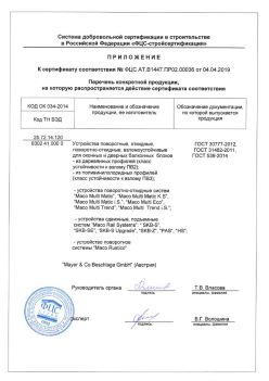 2019.04.04 Елец - Приложение к сертификату устройства поворотные, откидные, поворотно-откидные, взломоустойчивые. ГОСТ 30777-2012